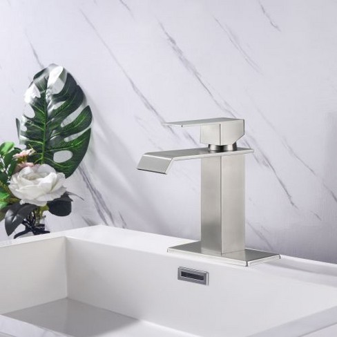 Waterfall Spout Bathroom Faucet,Single Handle Bathroom Sink Faucets - image 1 of 4