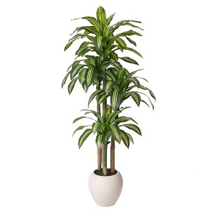 DR.Planzen 6/7/8FT Artificial Dracaena Tree in White Pot, Realistic Faux Dracaena Plant , Perfect Present for Indoor Outdoor Home Decor - 1 of 4