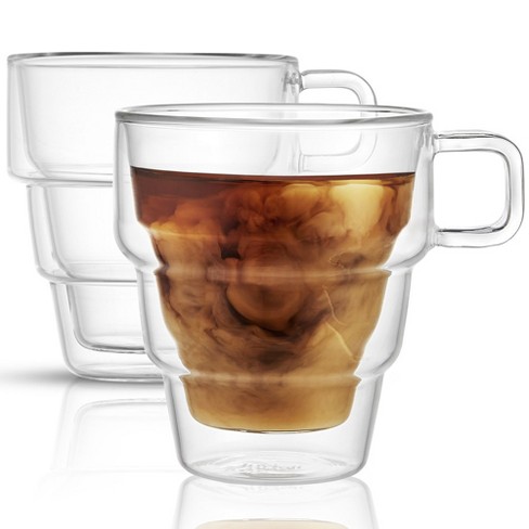 JoyJolt Aroma Double Walled Insulated Glasses - Set of 4 Double Wall Coffee  Tea Glass Mugs - 13.5 oz