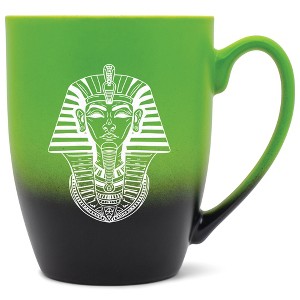Elanze Designs 12 Ounce Two Toned Ombre Ceramic Tea Coffee Cup Mug Green Black Pharaoh Ancient Regal Icon - 1 of 4