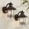 John Timberland Habitat Rustic Industrial Outdoor Wall Light Fixtures Set of 2 Bronze Dusk to Dawn Motion Sensor 11 1/4" Seedy Glass for Exterior - 2 of 4