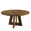 Round Dining Table, 47'' Farmhouse Kitchen Table for 4-6 People, Mid Century Wood Dinner Table with Wide Tabletop and Cross Base, Circle Dining Room - 2 of 4