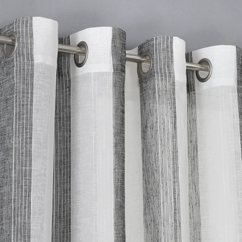 Yarn-Dyed Vertical Stripe Voile Sheer Window Curtain Panels, 3 of 6