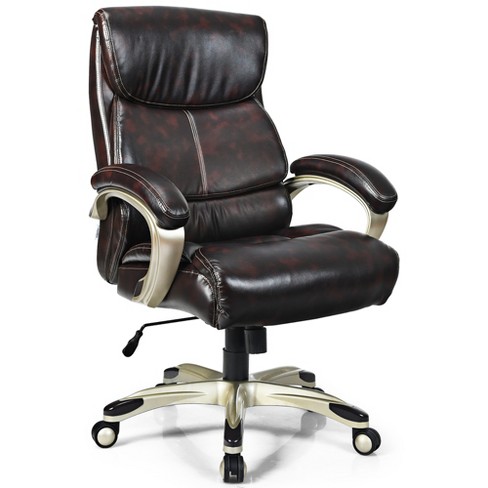 Costway Big & Tall 400Lb Massage Office Chair Executive Pu Leather Computer Desk 