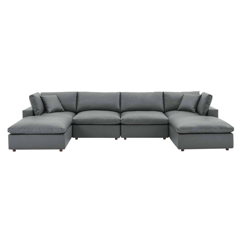 6pc Commix Down Filled Overstuffed Vegan Leather U-Shaped Sectional Sofa Set - Modway, 1 of 14