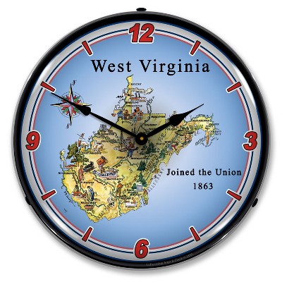 Collectable Sign & Clock | State of West Virginia LED Wall Clock Retro/Vintage, Lighted