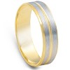 Pompeii3 14K Gold Two Tone Flat Wedding Band 6mm Brushed White & Yellow Mens RIng - 2 of 4