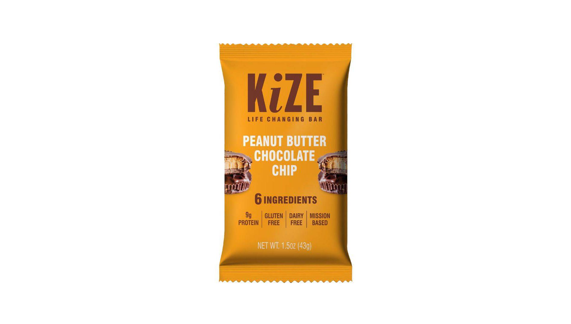 KiZE Peanut Butter Chocolate Chip Gluten Free Energy Protein Bar - 10 Protein - 1.6oz