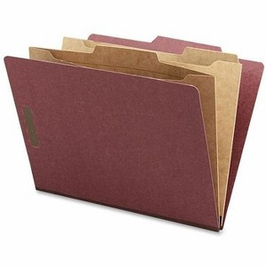 Nature Saver 2/5 Tab Cut Letter Recycled Classification Folder - Red - Case of 10 - 1 of 2