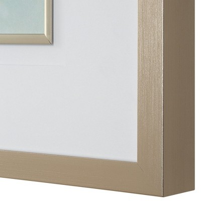 Soft Sage Abstract Landscape Prints with Champagne Gold Frame