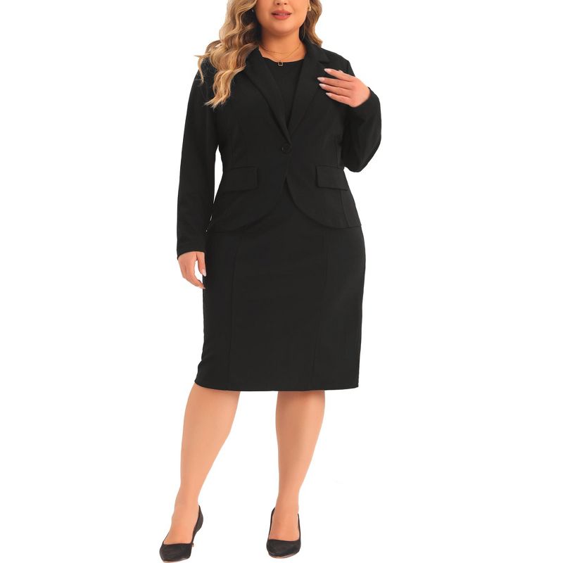 Agnes Orinda Women's Plus Size Two Piece Business Casual Outfits Blazer Jacket and Sleeveless Bodycon Dress, 1 of 6