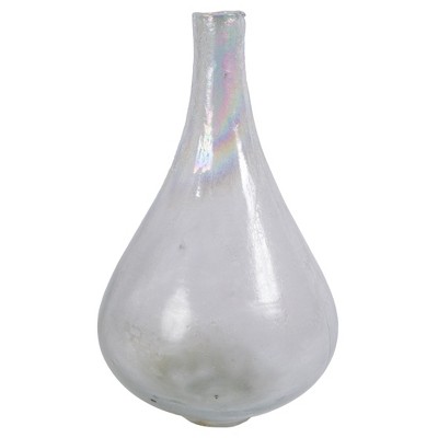 Vickerman 16" Irridescent Rainbow Glass Vase. This simple vase features a hint of rainbow glaze. Pair with your favorite faux floral for the perfect
