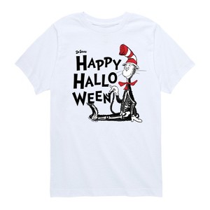 Boys' - Dr. Seuss - Cat in the Hat Happy Halloween Skeleton Cat Short Sleeve Graphic T-Shirt - 1 of 4