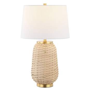 25" Chakrii Rustic Bohemian Iron/Rattan LED Table Lamp with Pull-Chain (Includes LED Light Bulb) - JONATHAN Y