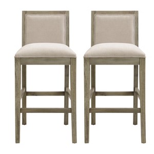 Christopher Knight Home Conqu Upholstered 30.5" Rubber Wood Counter Stool with Footrest, Set of 2 - 1 of 4