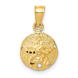 Black Bow Jewelry 14k Yellow Gold 10mm Diamond Cut Sand Dollar Pendant - 1 of 4