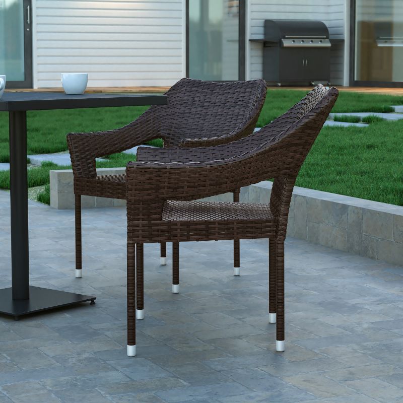 Emma and Oliver All-Weather Indoor/Outdoor Stacking Patio Dining Chairs with Steel Frame and Weather Resistant PE Rattan, 2 of 12