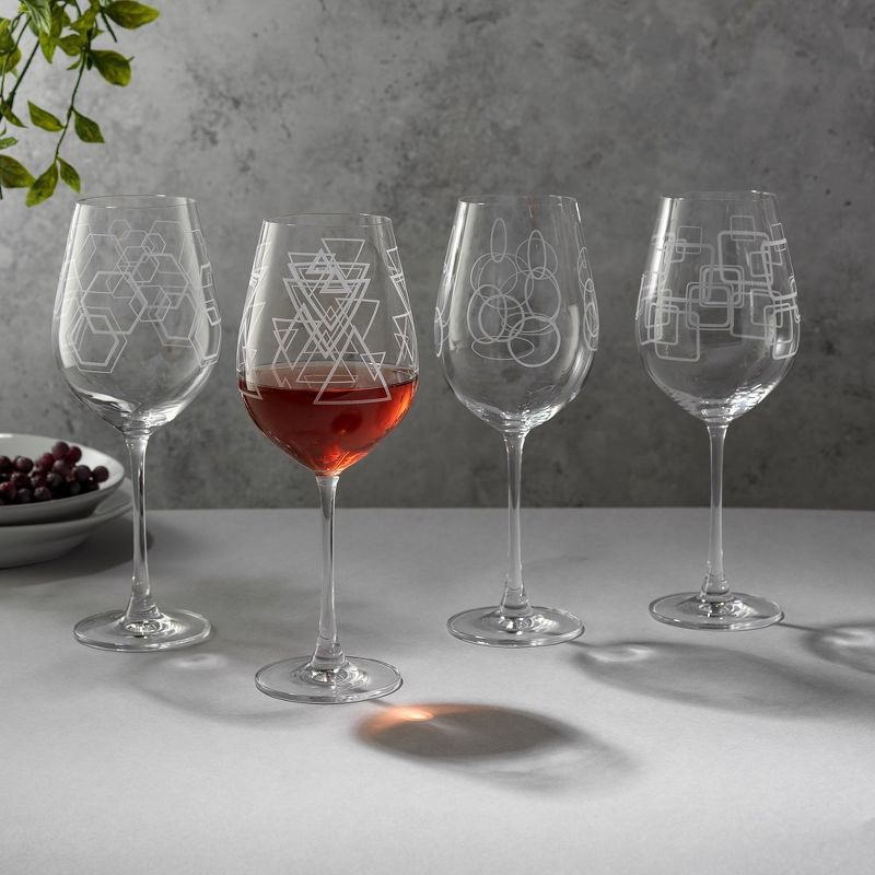 JoyJolt Geo Crystal White Wine Glasses - 14 oz - Set of 4 European Crystal Wine Glasses, 2 of 7