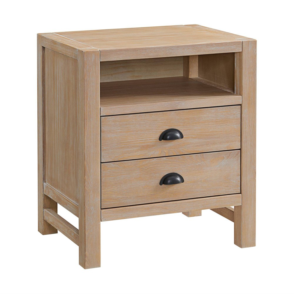 Photos - Storage Сabinet Arden 2 Drawer Wood Nightstand Light Driftwood - Alaterre Furniture