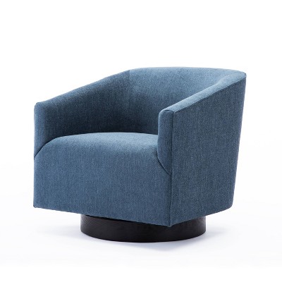 Cadet Blue Wood Swivel Barrel Comfort Chair