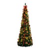 Nearly Natural 7' Pre-Lit Artificial Pop up Christmas Tree with Red and Gold Ornaments and Ribbons - 2 of 4