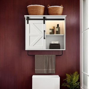 VANIRROR Bathroom Medicine Cabinet with Sliding Barn Door - Adjustable Shelves, X-Design, Farmhouse Wall Mount Storage for Bathroom, Kitchen, Entryway - 1 of 4