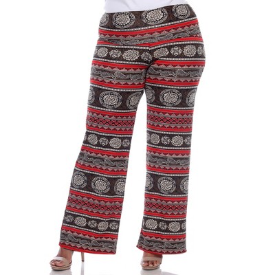 Women's Plus Size Printed Palazzo Pants - White Mark