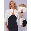 Allegra K Women Sheer Floral Lace Elegant 3/4 Sleeve Bolero Shrug Cardigan Top - 2 of 4
