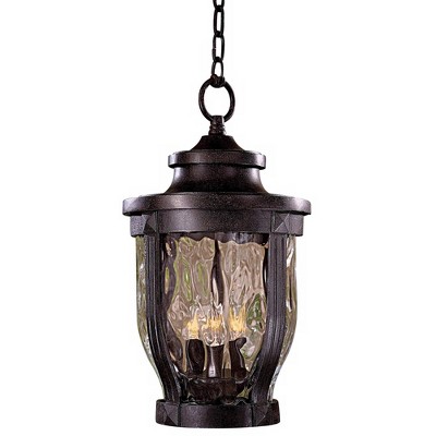 Minka Lavery Vintage Outdoor Hanging Light Fixture Corona Bronze Damp Rated 17 1/2" Clear Hammered Glass for Post Exterior Barn