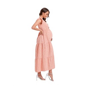 Women Summer Bohemian Floral Casual Wrap Ruffle Belt A-Line Pleated Hem Midi Sun Dress - 1 of 1