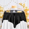 Wikineon Black Sequin Table Overlay 50x50 inch Square Sequin Tablecloth Halloween Sparkle Glitz Tablecloth Popular Sequin Decoration Tableclcoth - 3 of 4