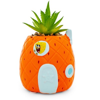 Silver Buffalo SpongeBob Pineapple House 4 .5 x 3 Inch Ceramic Planter w/ Artificial Plant