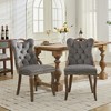Velvet Tufted Dining Chairs Set of 2, Wingback Dining Chair with Solid Wood Handles & Curved Legs - ModernLuxe - 2 of 4