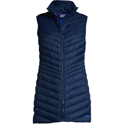 Lands End Women s Petite Wanderweight Ultralight Packable Long Down Vest Medium Deep Sea Navy