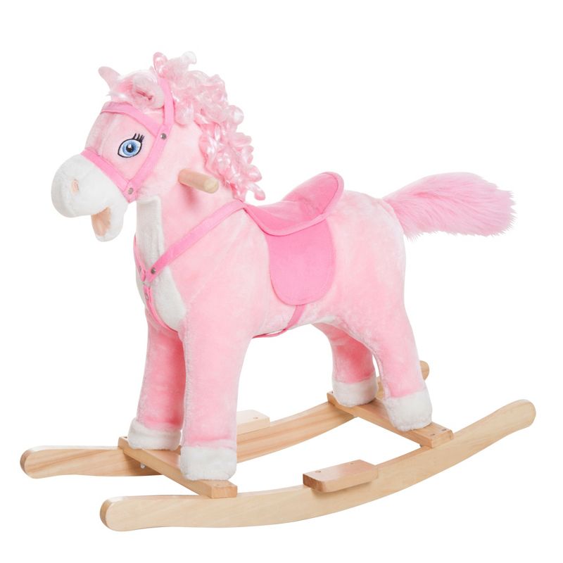 Qaba Kids Ride on Rocking Horse Toddler Plush Toy with Realistic Sounds and Swinging Tail for 3 Years Old Children, 4 of 9