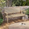 Costway Indonesia Teak Wood Garden Bench 2-Person Bench with Armrests Natural Rattan Backrest & Seat - 4 of 4