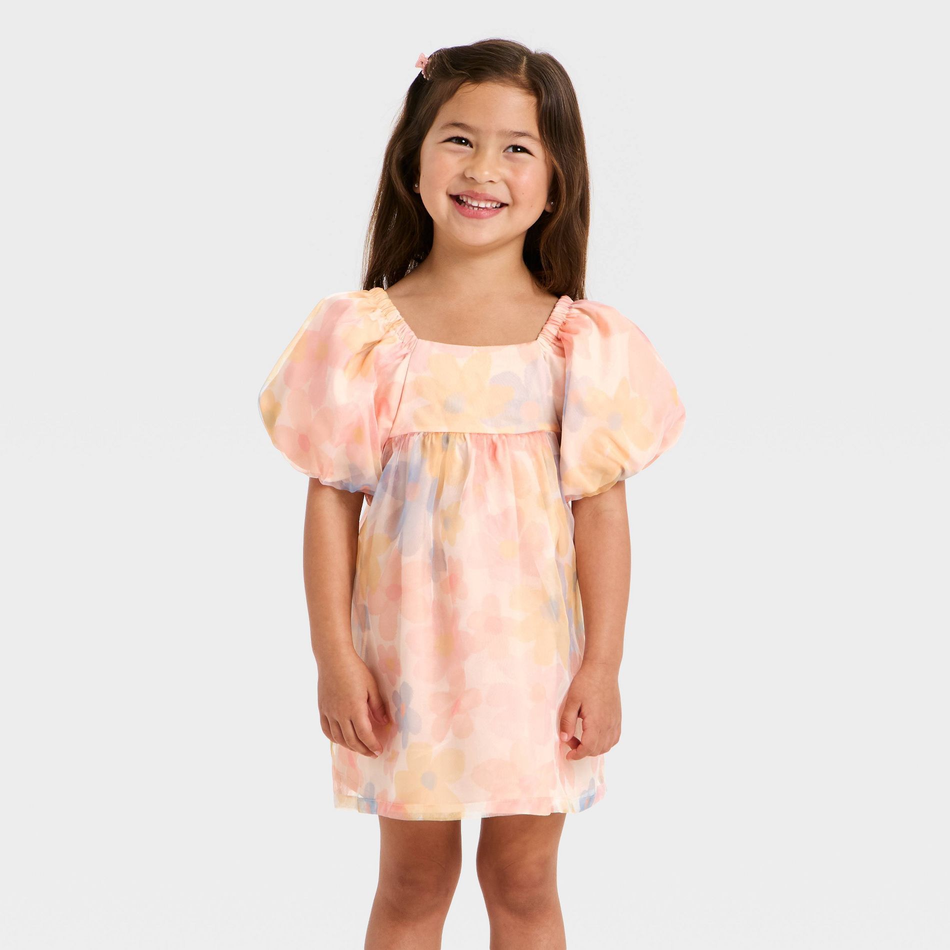 Toddler Girls' Easter Floral Flutter Sleeve Eyelet Dress - Cat & Jack™ Light Yellow