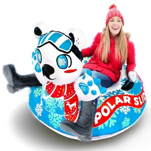 Sunlite Sports Snow Tube, Reinforced Bottom, Polar Bear Sled, Inflatable Saucer, Double Sealed Seams, Grip Handles, Airtight Boston Valve for Winter - 1 of 4