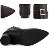 BLISSFUL STEP Women's Pointed Toe Block Chunky Heel Buckle Decor Ankle Boots - 3 of 4