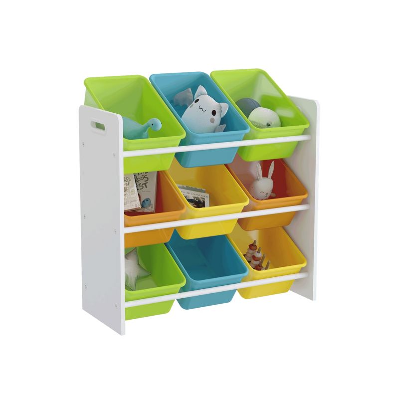 Year Color White Toy Cubes Storage Organizer for Kids, Classroom, Playroom, Daycare, Nursery with 9 Colorful Storage Bins, 4 of 9
