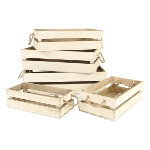 Cheung's Kinsley Set of 5 Slatted Wood Crates - 1 of 4