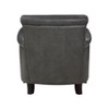 Classic Traditional Gray Accent Chair 1pc Solid Wood Frame Top-Grain Leather Nailhead Trim Living Room Furniture - 4 of 4