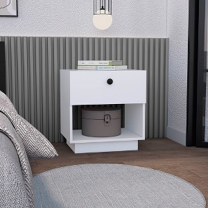 Vynxaria Nightstand Viliigili, One Drawer, White Finish - 1 of 4