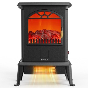 ROVSUN 22.4''H Electric Fireplace Stove with Simple Knob Control & Realistic Flame Color, Infrared Quartz Heater with Overheat & Tip-Over Protection - 1 of 4