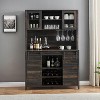 70" Tall Farmhouse Coffee Bar Cabinet with Hutch, Wine Rack, Sliding Barn Doors, Buffet Sideboard - 4 of 4