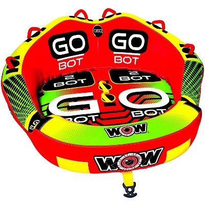 WOW Watersports 2-Person Go Bot Towable Extreme Secure Inflatable Water Tube with Easy Entry System and Nylon Cover