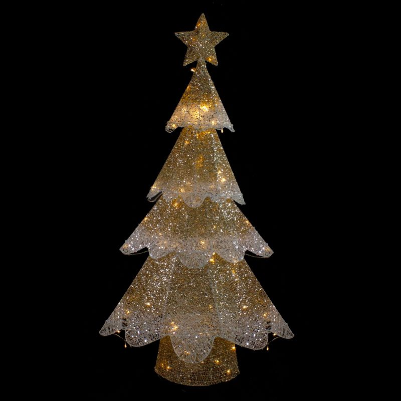 Northlight 46" LED Lighted Gold Mesh Christmas Tree Outdoor Decoration, 2 of 6