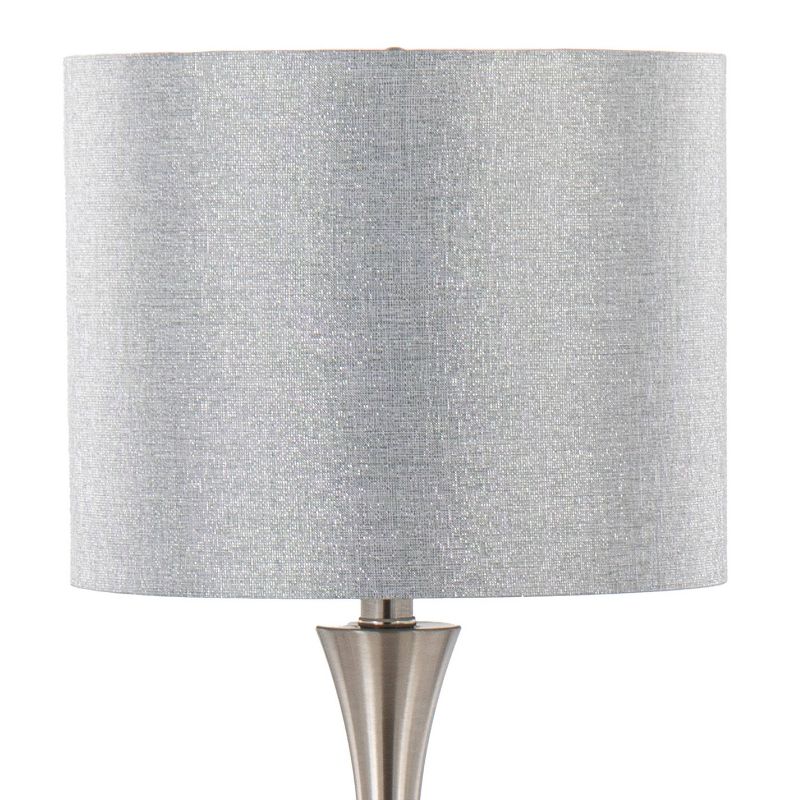 LumiSource (Set of 2) Lenuxe 24&#34; Contemporary Table Lamps Brushed Nickel and Gray Sparkly Shade from Grandview Gallery, 4 of 10