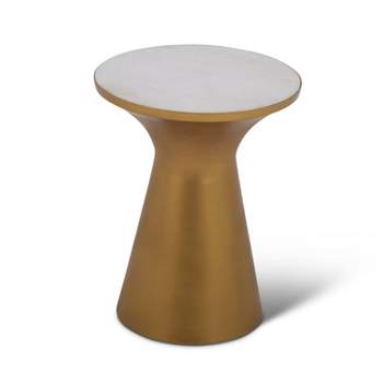 Jaipur Round End Table Brass/Gold and Marble - Steve Silver Co.