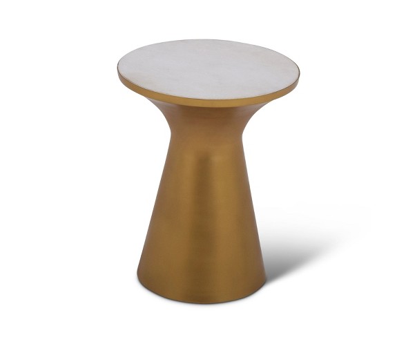 Jaipur Round End Table Brass/Gold and Marble - Steve Silver